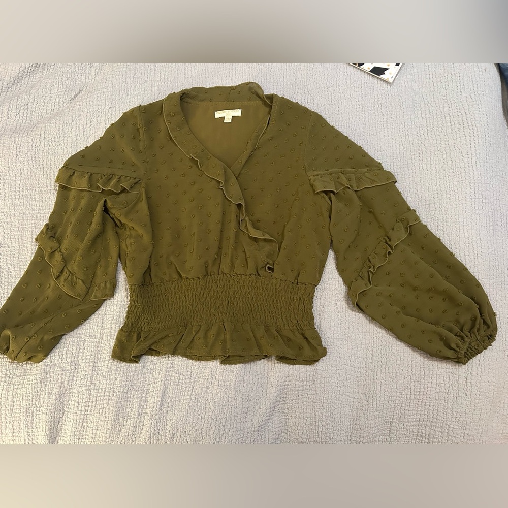 Olive Green Ruffled Girl’s Top